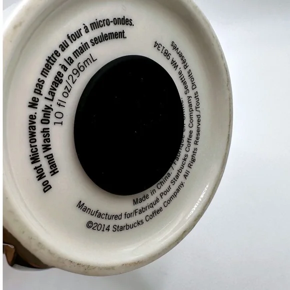 Starbucks 2014 Triangle Studded Ceramic Travel Tumbler 10oz White Silver Lid - Picture 4 of 5